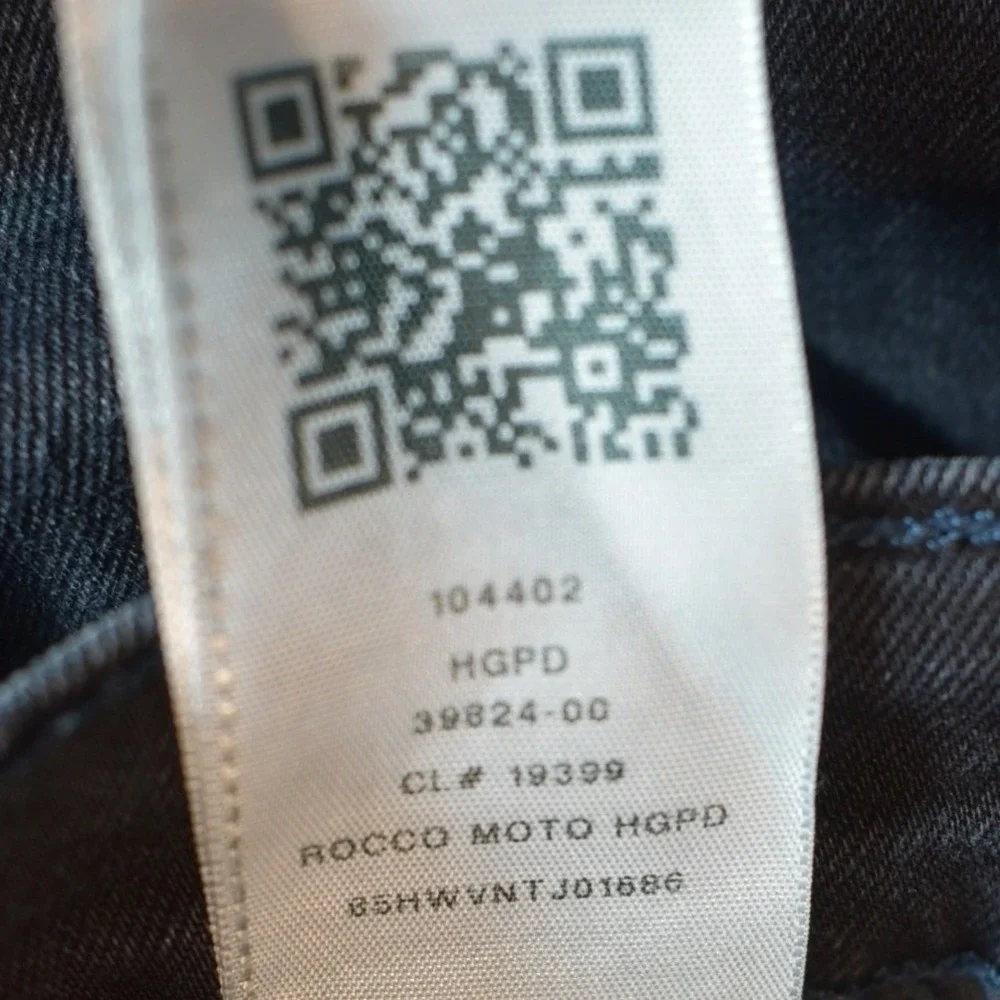 True Religion Rocco Relaxed Skinny Moto Jeans Mens 36 Indigo Blue Ribbed Denim